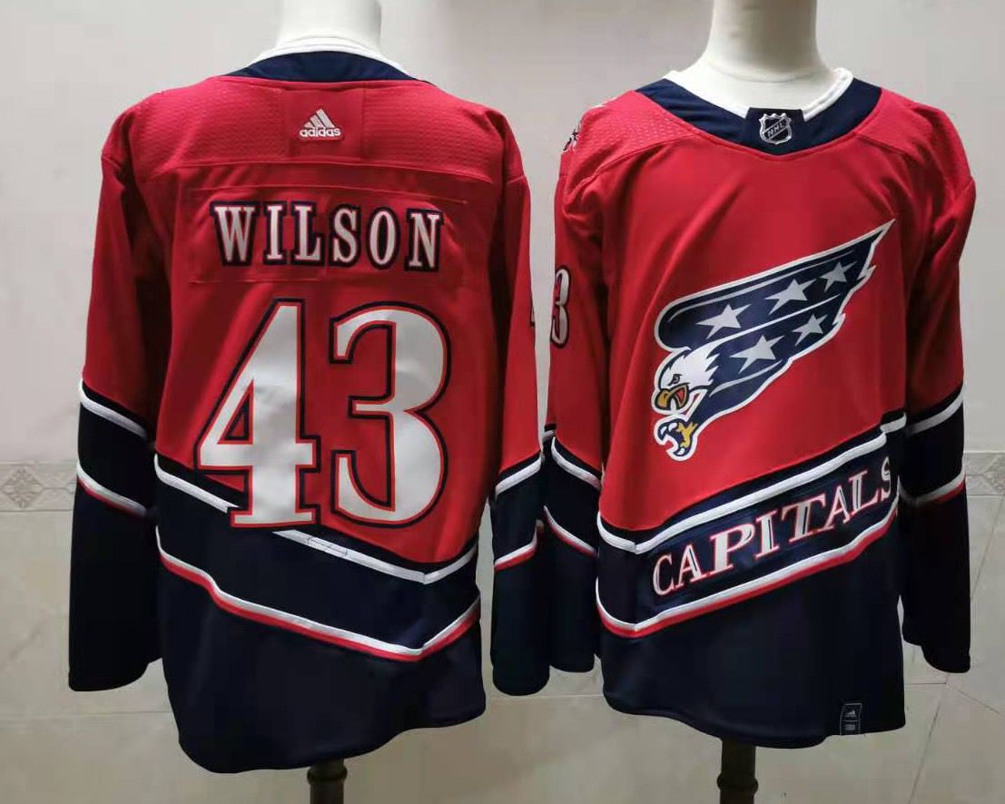 Cheap Men Washington Capitals 43 Wilson Red Throwback Authentic Stitched 2020 Adidias NHL Jersey
